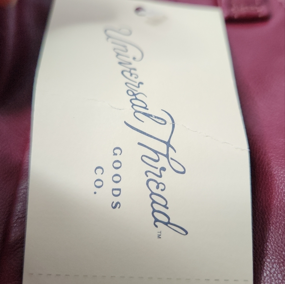 Women's Mid-Rise Faux Leather Baggy Jeans - Universal Thread Red 2 - Picture 8 of 14